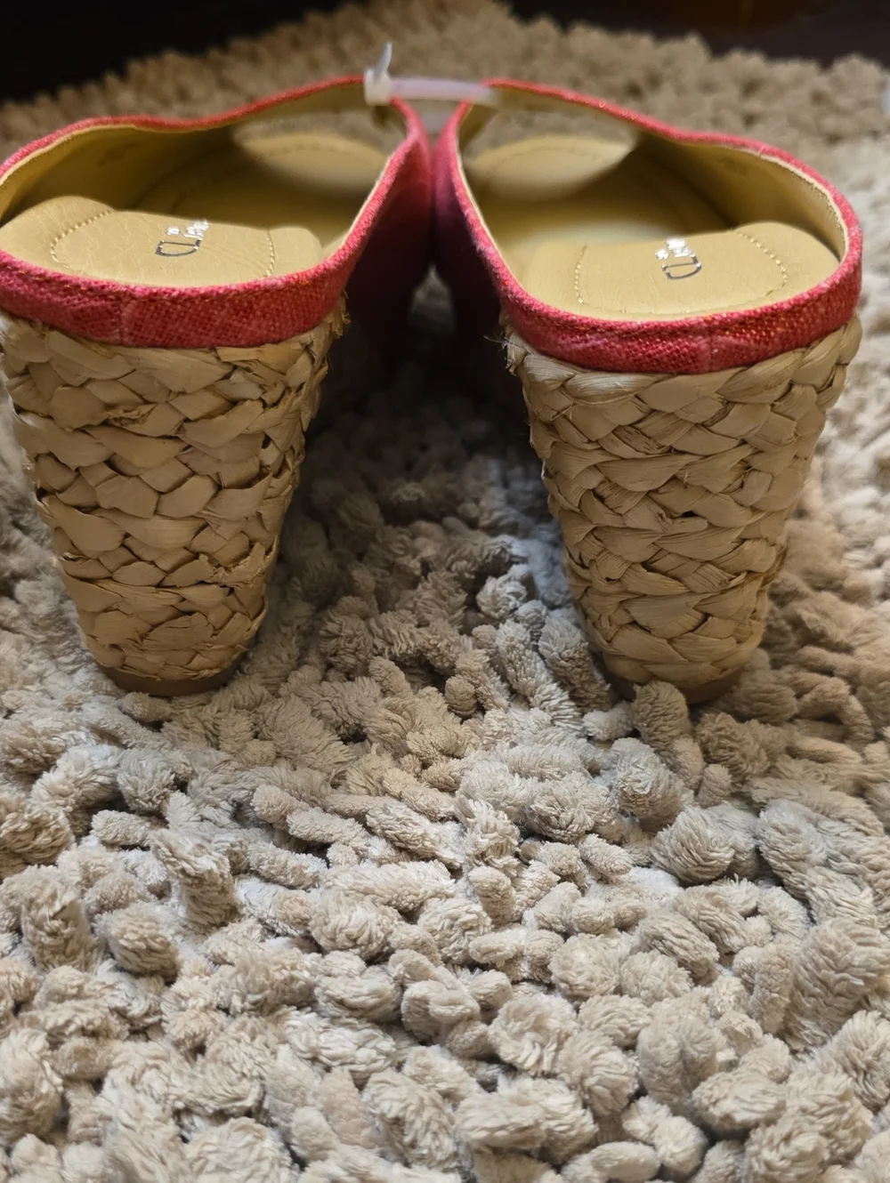 New CL Laundry Women's Size 10 Pink Gold Shimmer Linen Espardrille Braided Wedge